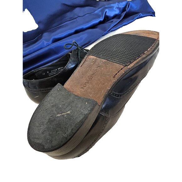 Mens Bostonian Dress Shoes Size 12 D Stockbridge Lace-Up Black Wing Tip - Picture 4 of 6